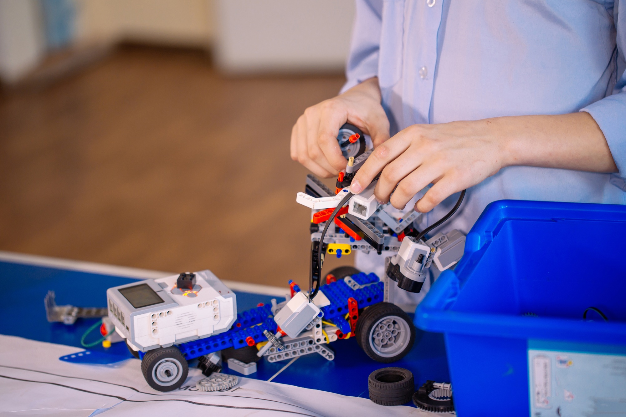 Busy technical team working on toy